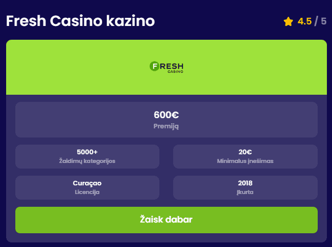 Apsilankyk Fresh Casino