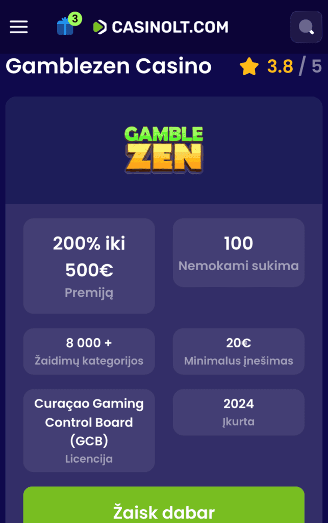 Paspauskite ant Gamblezen nuorodos