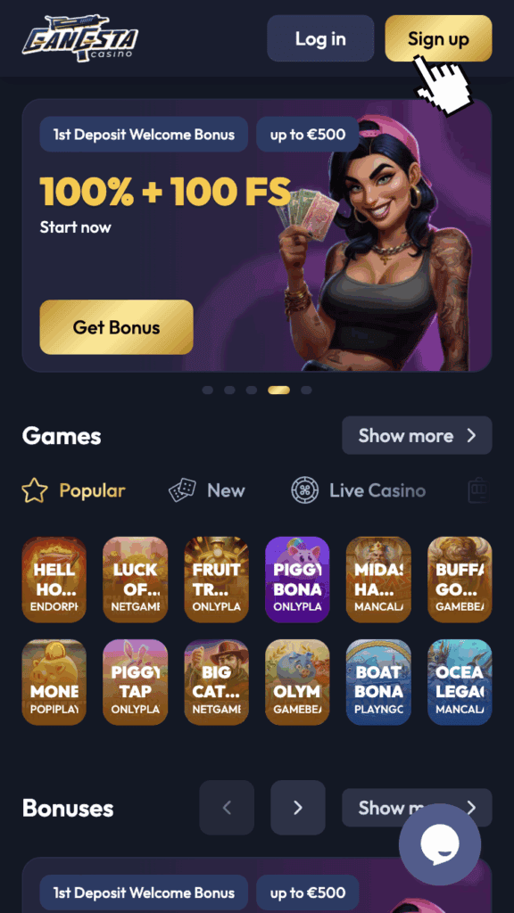 Susipažinkite su Gangsta Casino svetaine