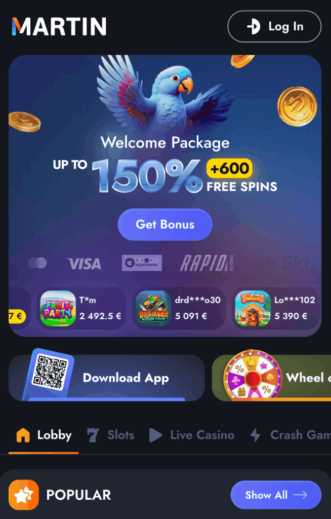Paspauskite ant Martin Casino nuorodos
