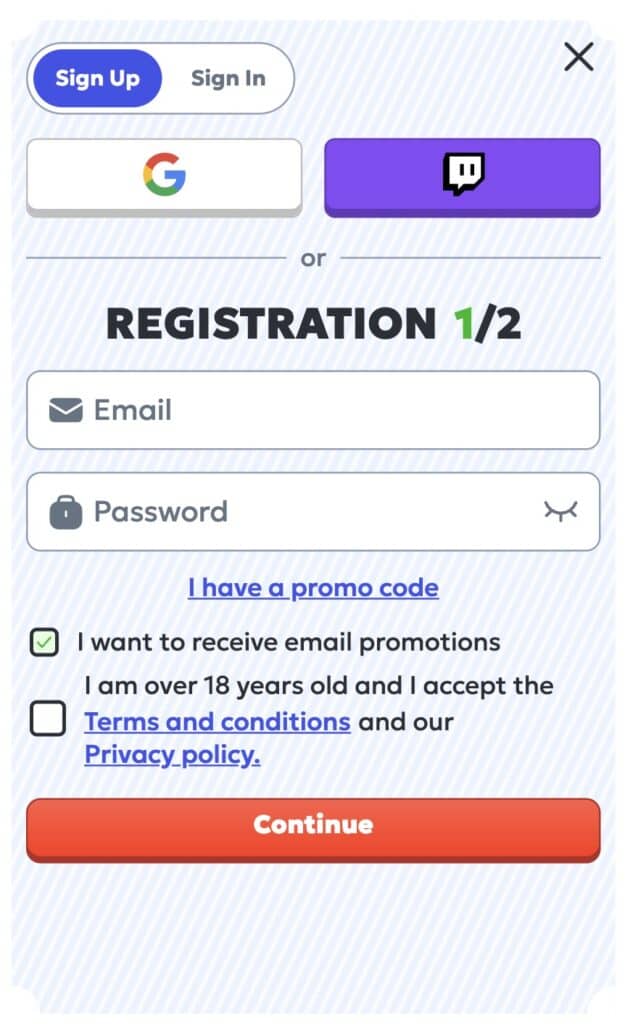 Pradėkite registraciją