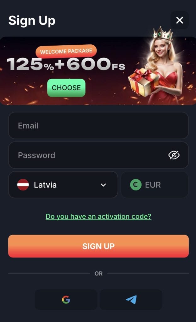 Pradėk registraciją bei pasirink bonusą