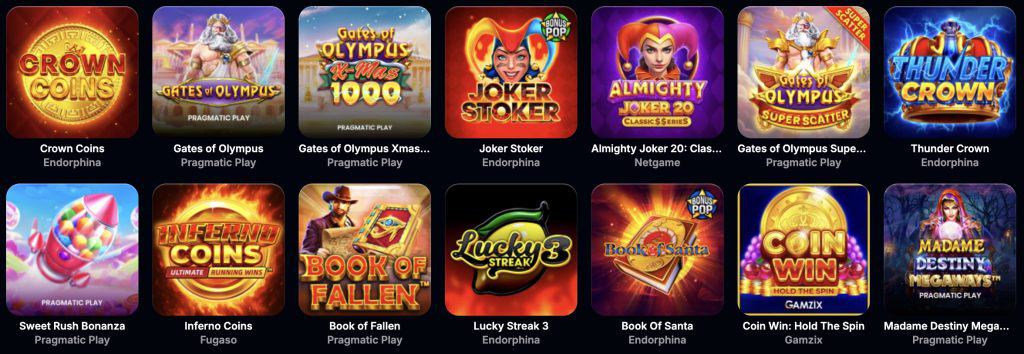 YEP Casino žaidimai